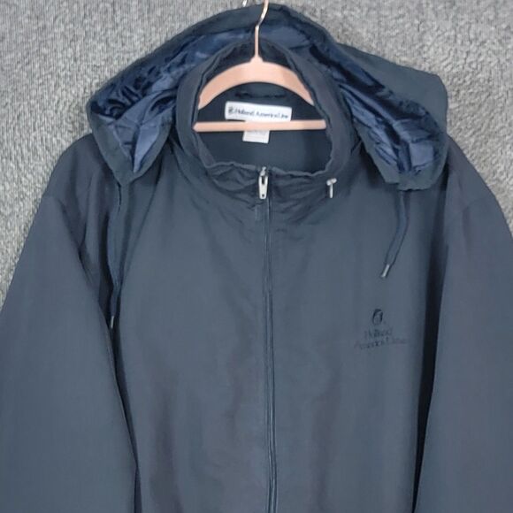 Holland America Line Rain Jacket Womens XXL Blue Hooded Full Zip Hideaway Hood - Picture 2 of 11